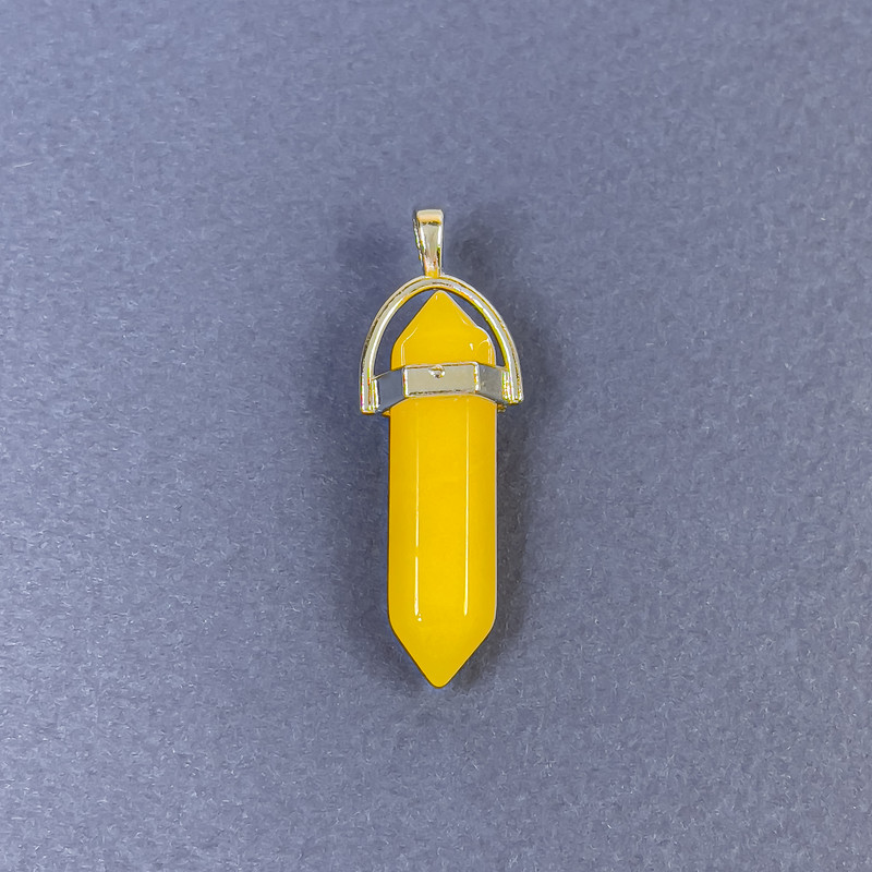 תליון משושה עם גביש «ציטרין» (אבן צבועה) 8×31×41 מ״מ+