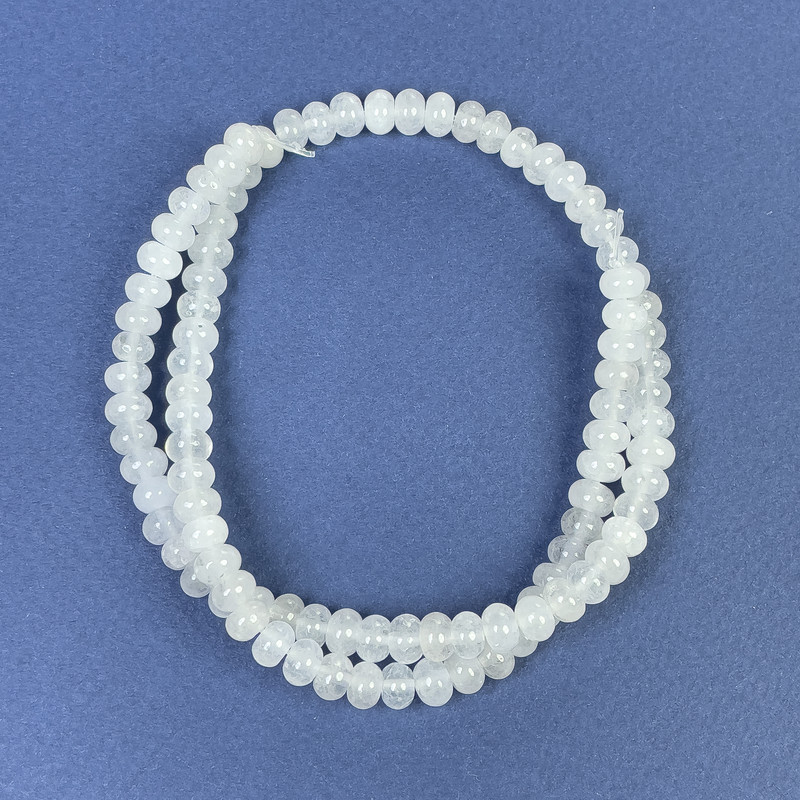 חרוזי קריסטל סלעי בצורת רונדל 6×4 מ"מ - על חוט, אורך 38 ס"מ+