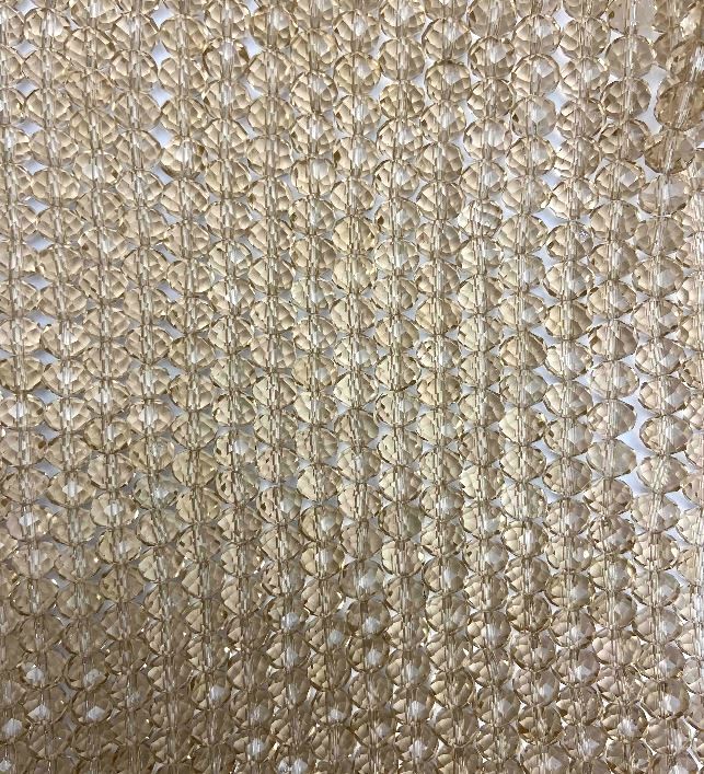 חרוזי ענבר מקריסטל צ'כיה על חוט ענבר שקוף, רונדל מחורץ, קוטר 8×6 מ״מ, אורך 40–41 ס״מ