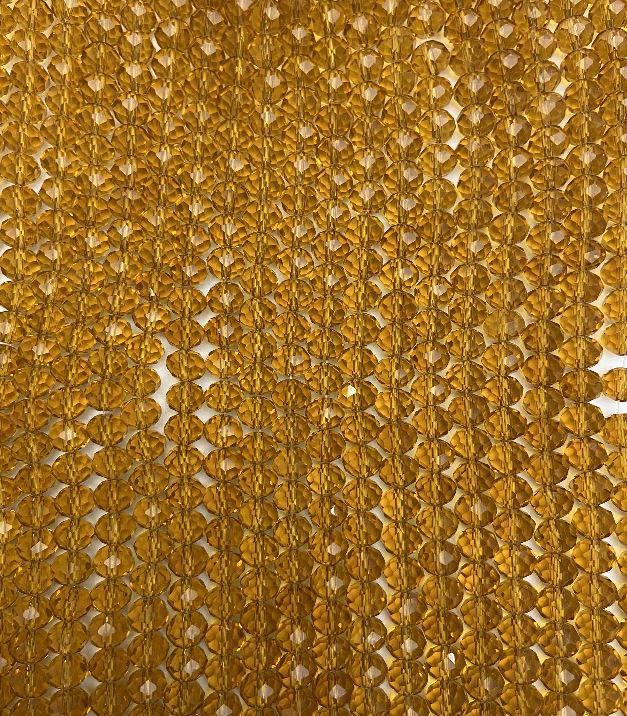 חרוזי ענבר קריסטל צ'כיה על חוט, רונדל מחורץ 8×6 מ״מ, אורך 40–41 ס״מ +