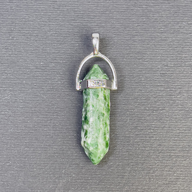 תליון אגט מוס בצורת גביש משושה כדור 8×31×41 מ״מ+