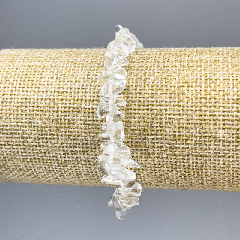 צמיד קריסטל ההרים חתיכת גביש, קוטר 6-10×3 מ״מ, אורך 18 ס״מ, אלסטי