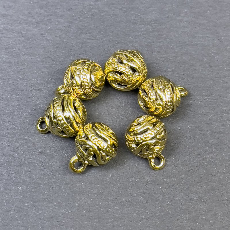 אביזרי תכשיטים – תליון בצבע מתכת זהוב, קוטר 8×11 מ״מ, אריזה 6 יחידות