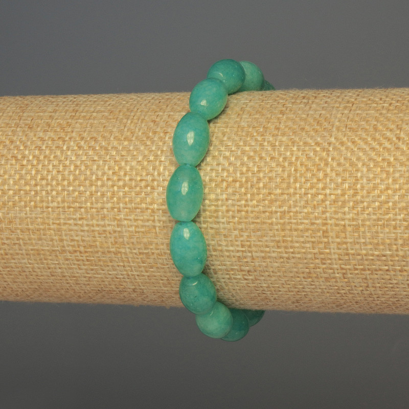 צמיד אקוומרין גרגר, קוטר 12×8 מ״מ, אורך 18 ס״מ, אלסטי