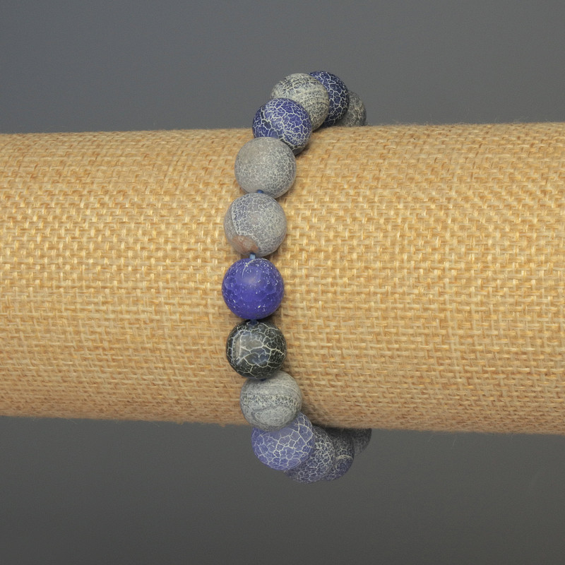 צמיד אגט קפוא – חרוז חלק, קוטר 10 מ״מ, אורך 18 ס״מ, אלסטי