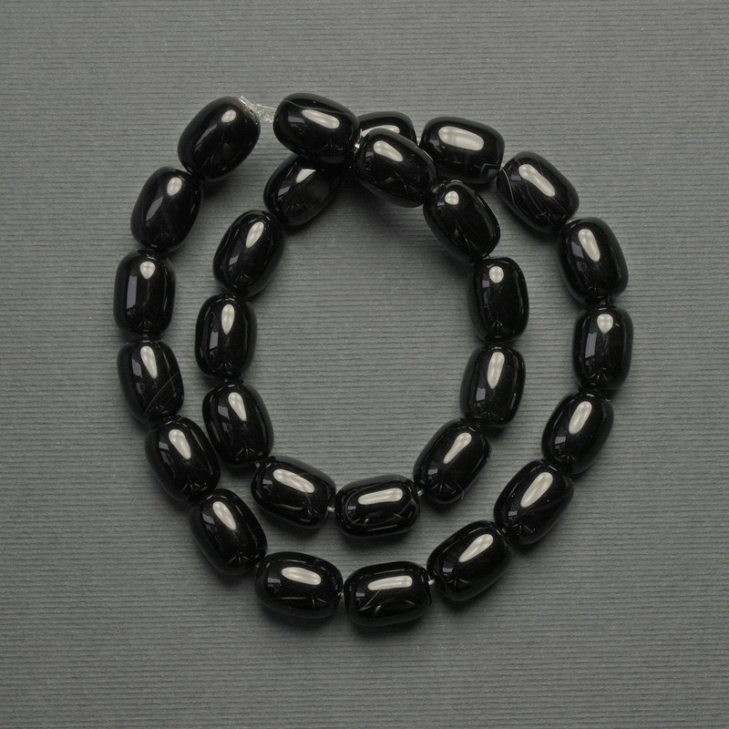 חרוזי אגאט בצורת חבית, קוטר 14×10 מ״מ על חוט, אורך 39 ס״מ+