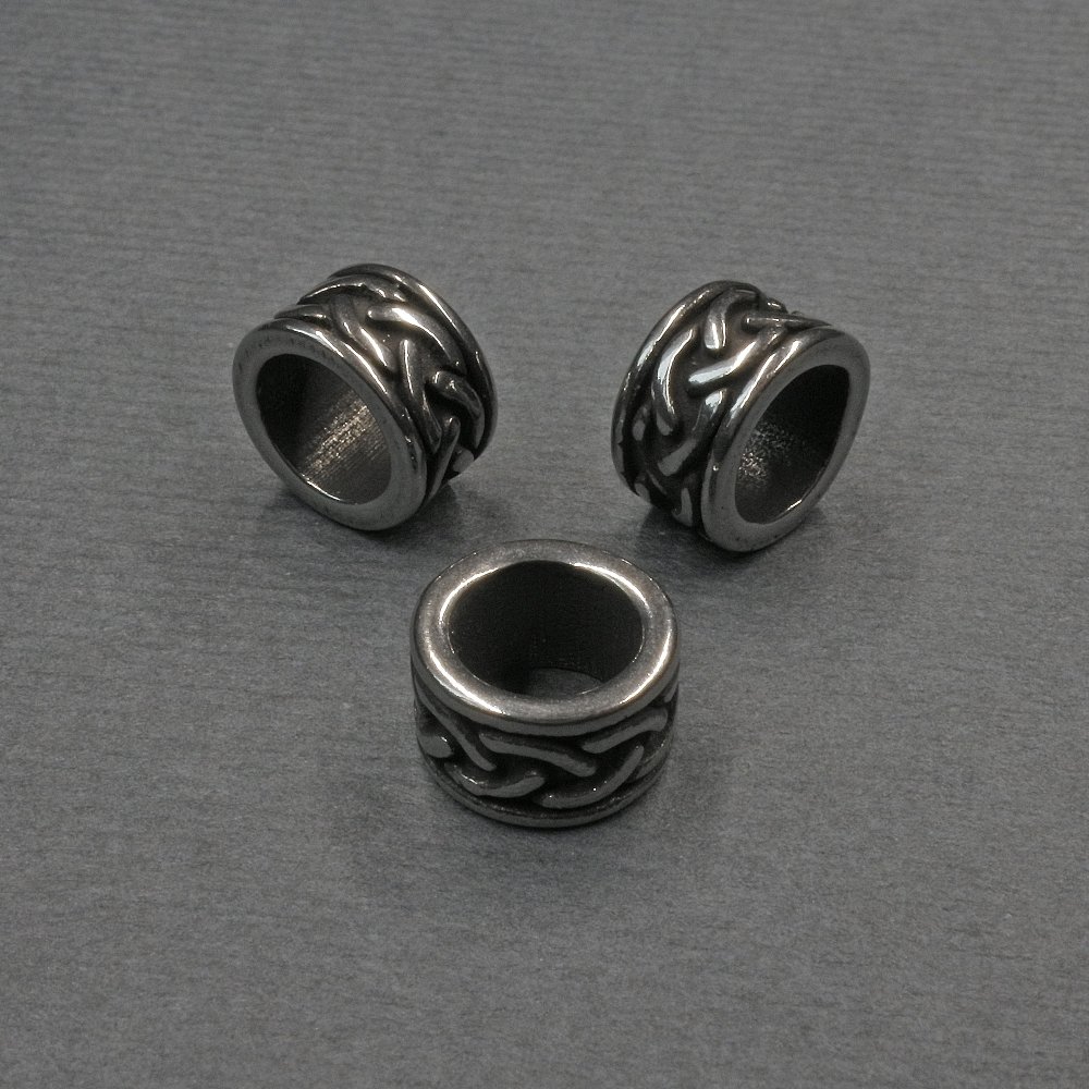 אביזרי חרוז-שיבוץ בצבע מתכת כסוף, קוטר 9×5 מ״מ, פתח כ-6 מ״מ