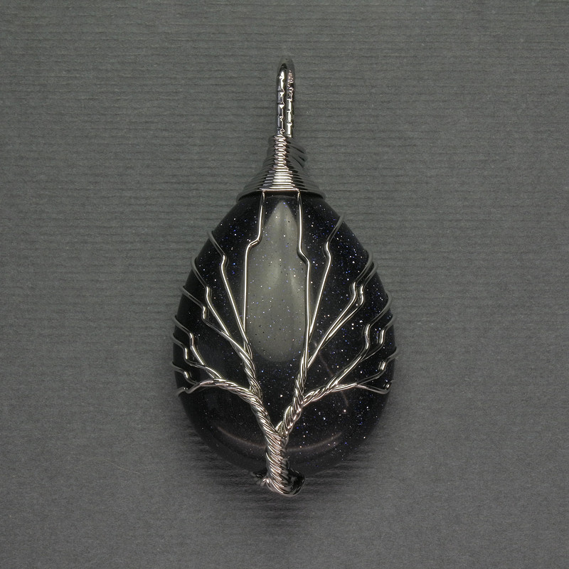 תליון טיפה אבנתורין לילה קיירה 24×35×48 מ״מ +-מתכת כסףית