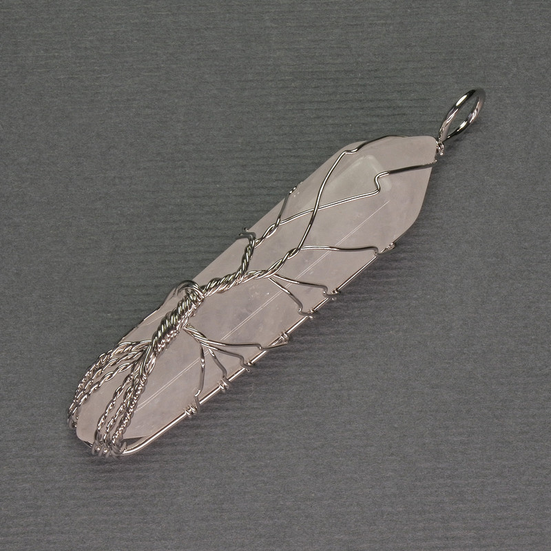 תליון קריסטל הרי בצורת משושה 12×50×57 מ״מ – בציפוי כסף