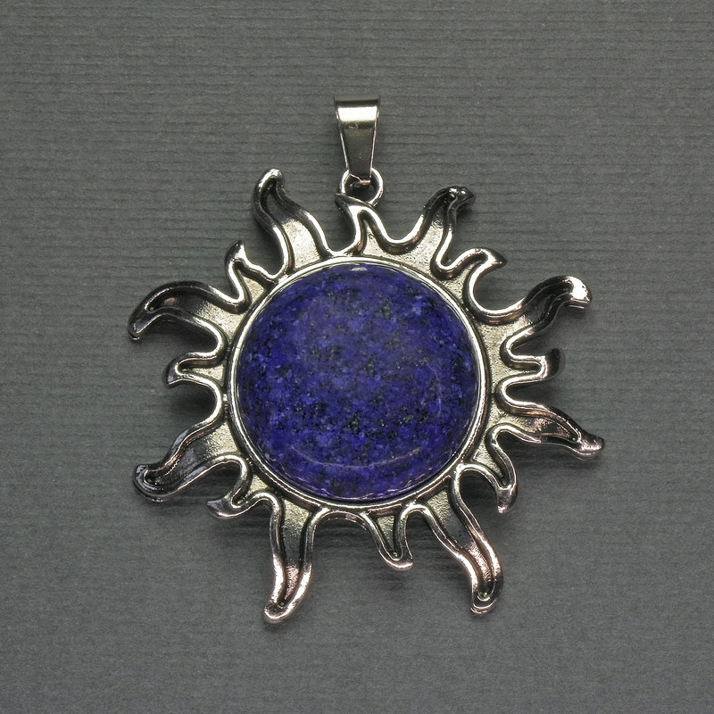 תליון השמש לאזוריט 42 ממ+-, אורך 48 ממ+- מתכת כסופה