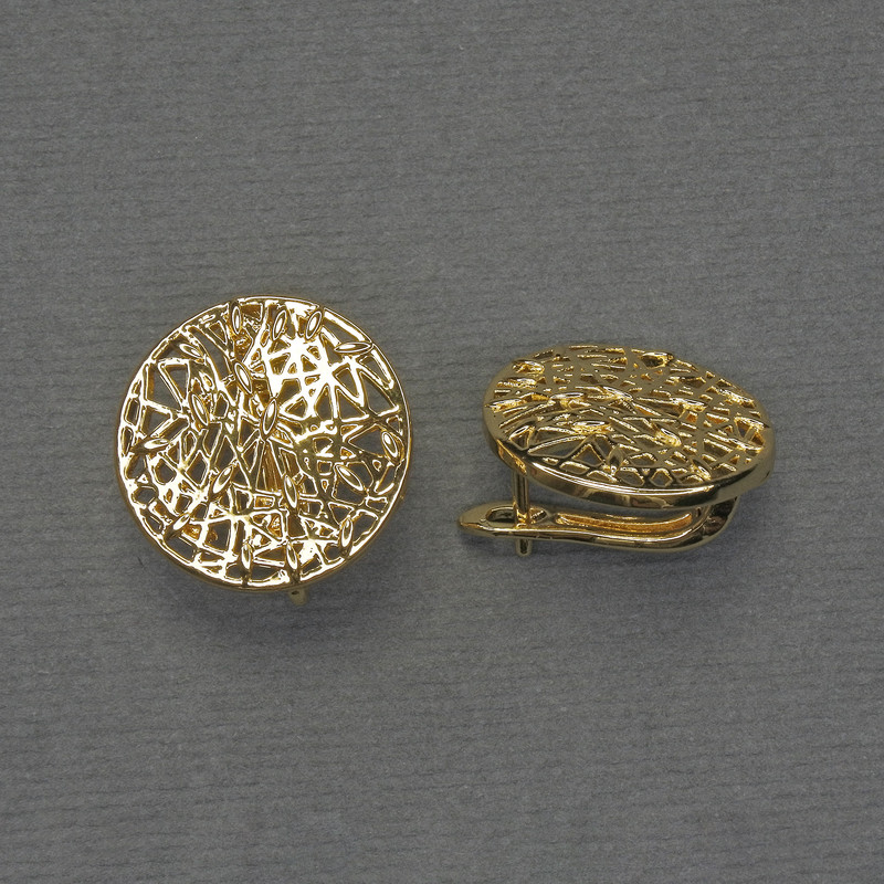 קרסי עגילים ממתכת זהובה, קוטר 18 מ״מ - זוג