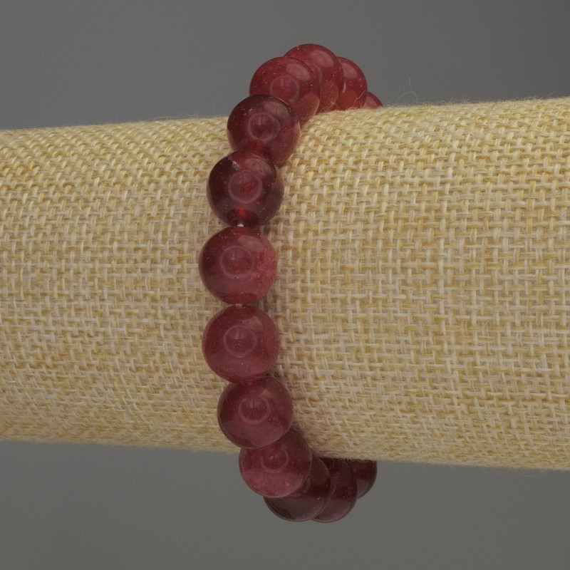 צמיד טורמלין - חרוזים חלקים, קוטר 10 מ״מ, אורך 18 ס״מ, אלסטי