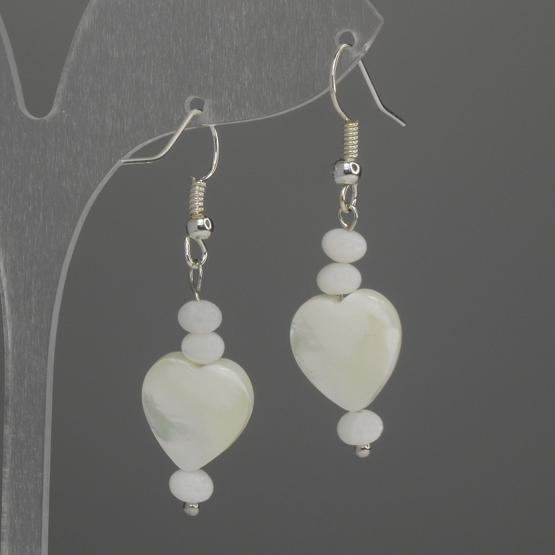 עגילי מפרלאמורט לב 12 מ״מ +-רונדל 5×3 מ״מ+-, אורך 45 מ״מ+