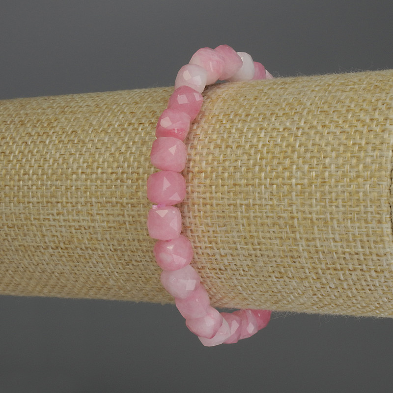 צמיד טורמלין בצורת קוביה מחורצת, קוטר 7 מ״מ, אורך 18 ס״מ — אלסטי