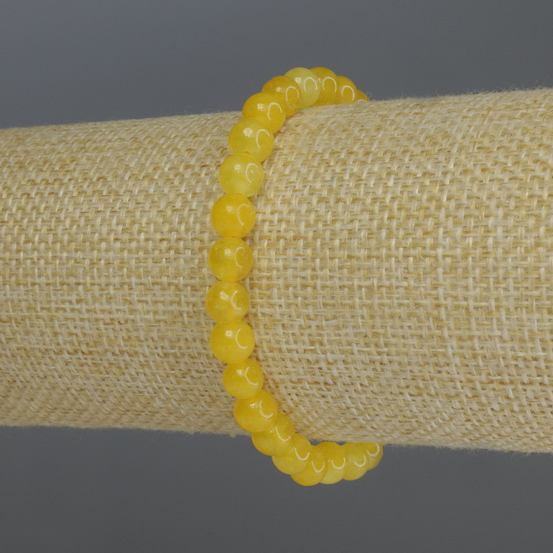 צמיד ציטרין — חרוזים חלקים בקוטר 6 מ״מ, אורך 18 ס״מ, סטרץ'