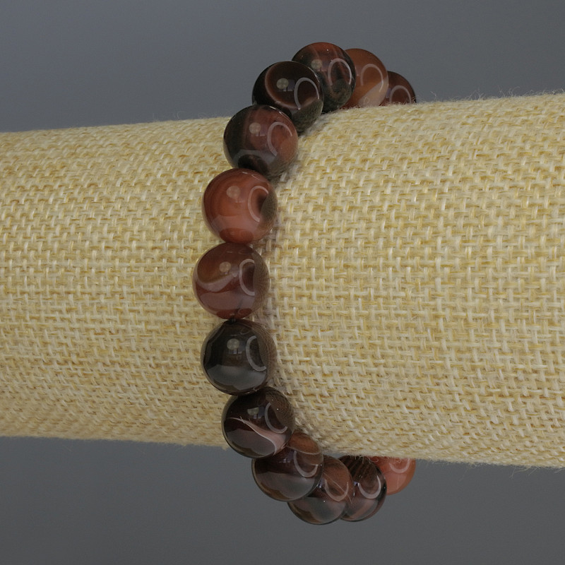 צמיד א agat — חרוזים חלקים בקוטר 10 מ״מ, אלסטי