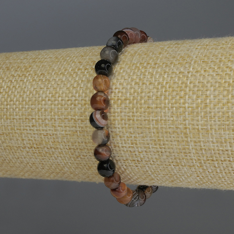 צמיד אגט חלקי כדור, קוטר 6 מ״מ, אורך 18 ס״מ, אלסטי