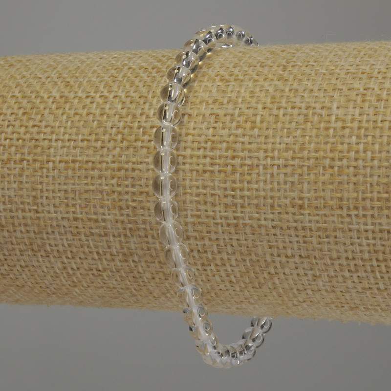 צמיד קריסטל הררי חלק עם חרוזים בקוטר 4 מ״מ +/- אורך 18 ס״מ