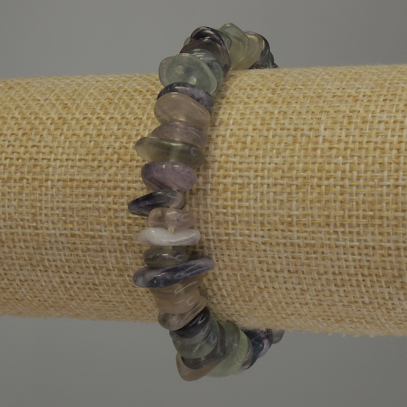 צמיד פלואוריט גרגר, קוטר 10–14×3 מ״מ ±, אורך 18 ס״מ אלסטי