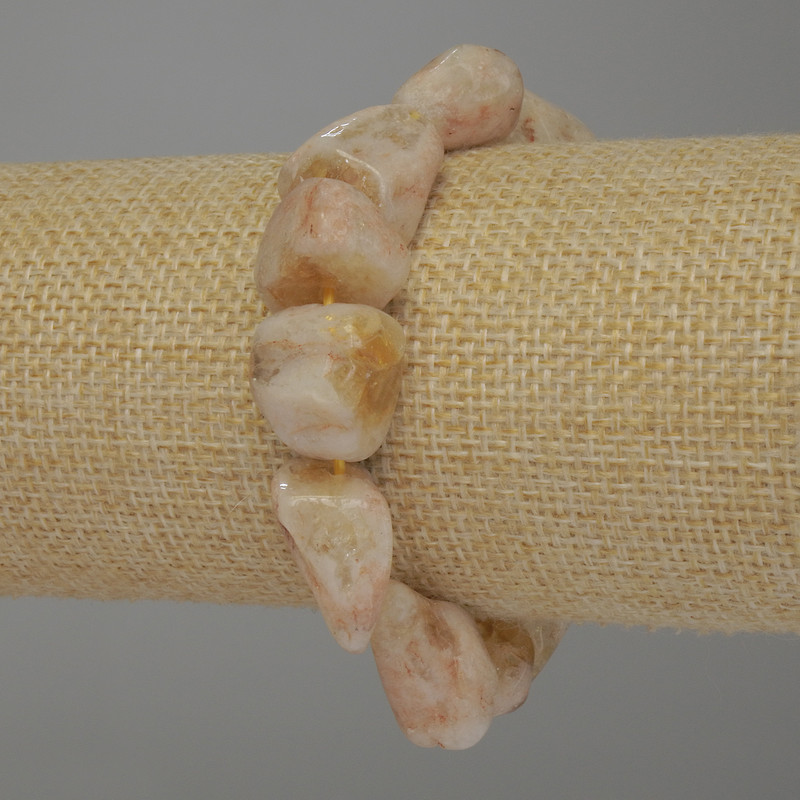 צמיד ציטרין מאבן טבעית בגלטיבקה, קוטר 14–20×14 מ״מ ±, אורך 18 ס״מ סטרץ'