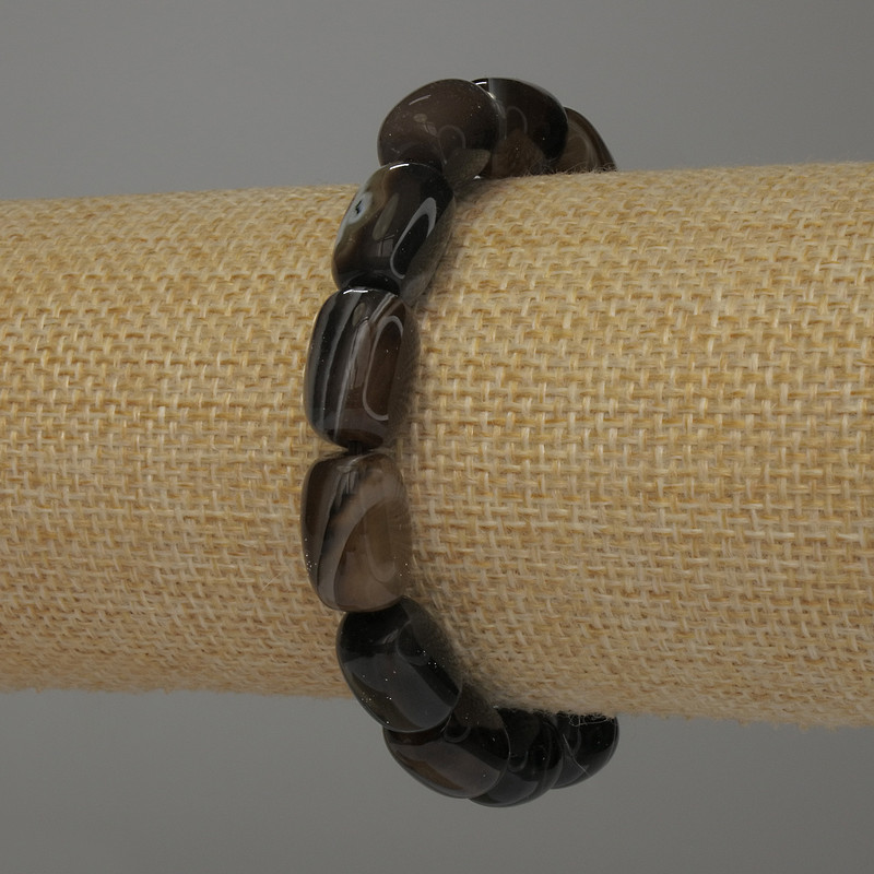 צמיד אגט בצורת חבית 14×10 מ״מ, אורך 18 ס״מ אלסטי