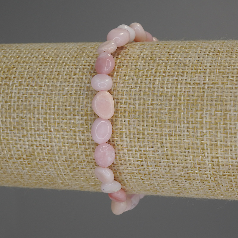 צמיד אופל ורוד גלטובקה, קוטר 8×6 מ״מ, אורך 18 ס״מ סטרץ'