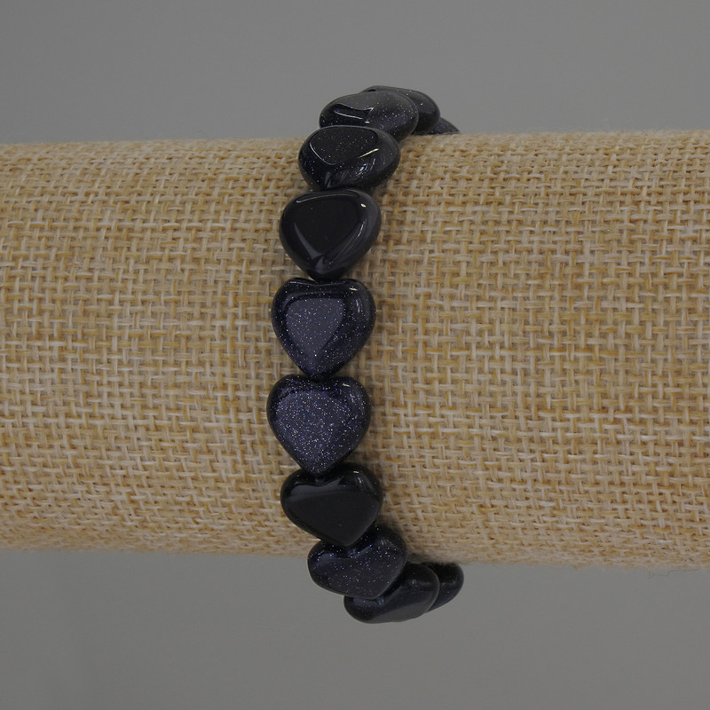 צמיד אוואנטורין ליל קהיר לב, קוטר 12×12 מ״מ, אורך 18 ס״מ אלסטי