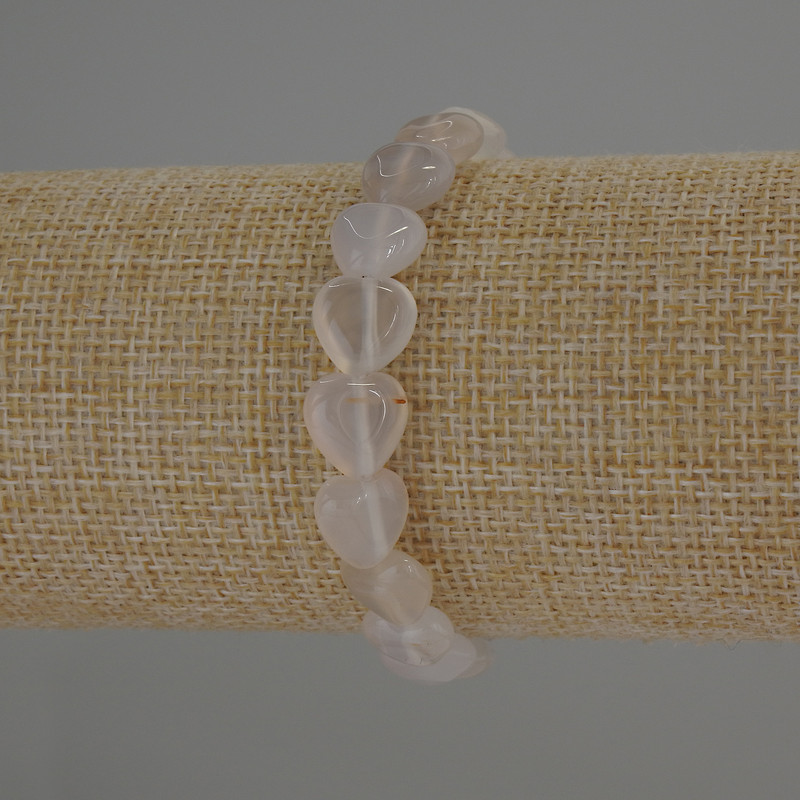 צמיד אגת בצורת לב, קוטר 10×10 מ״מ, אורך 18 ס״מ, אלסטי