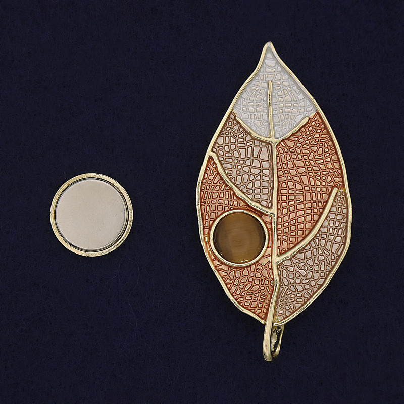 סיכת מגנט בצבע בז' עין החתול זהובה מתכת 65×31 מ״מ+