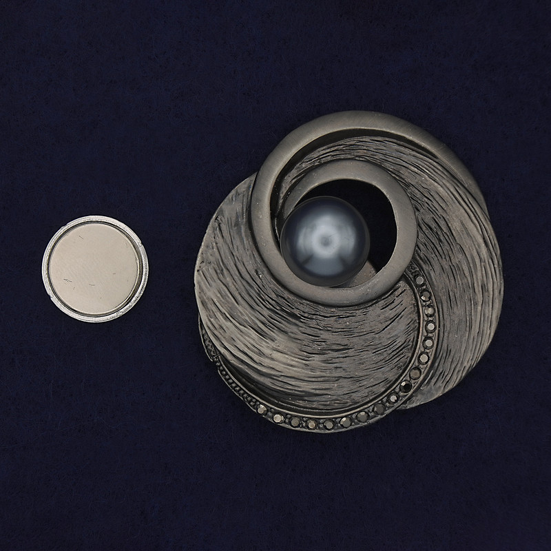 סיכת מגנט אקצֶנְט פרל אבני סטראס מתכת כסופה 50 מ״מ+