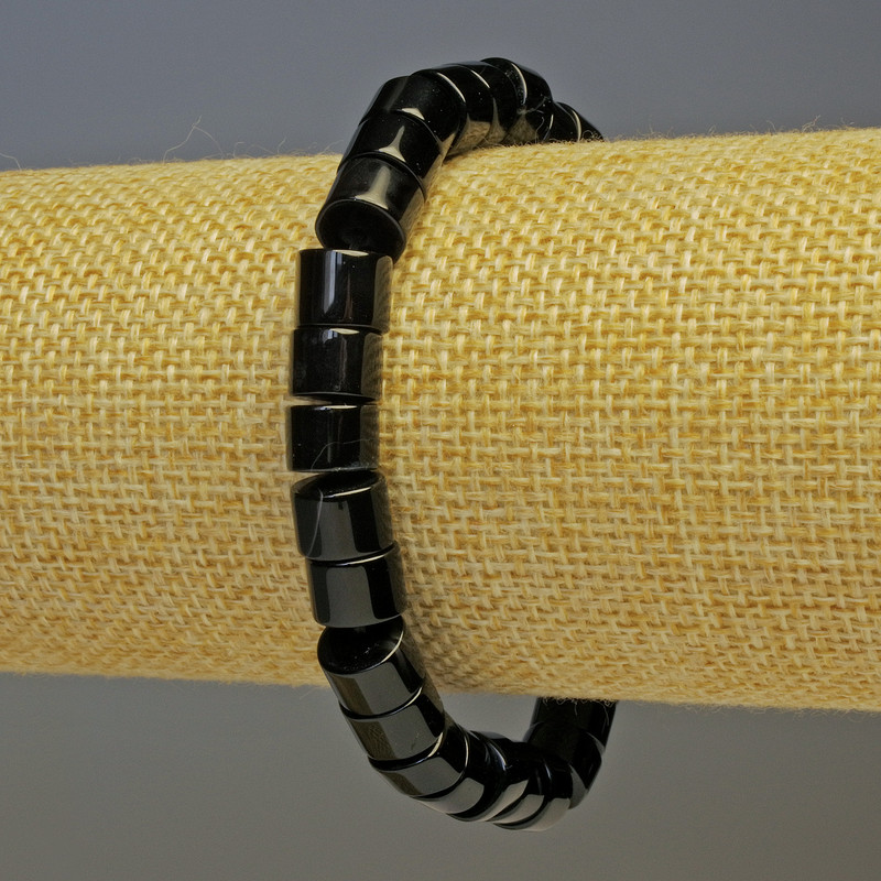 צמיד אגט בצורת צילינדר, קוטר 8×5 מ״מ, אורך 18 ס״מ סטרץ'