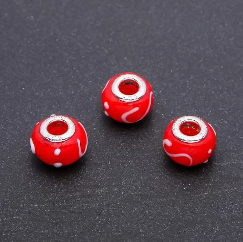 חרוז פנדורה פלסטיק, קוטר 14×10 מ״מ, קוטר 4.5 מ״מ, אריזה: 6 יחידות