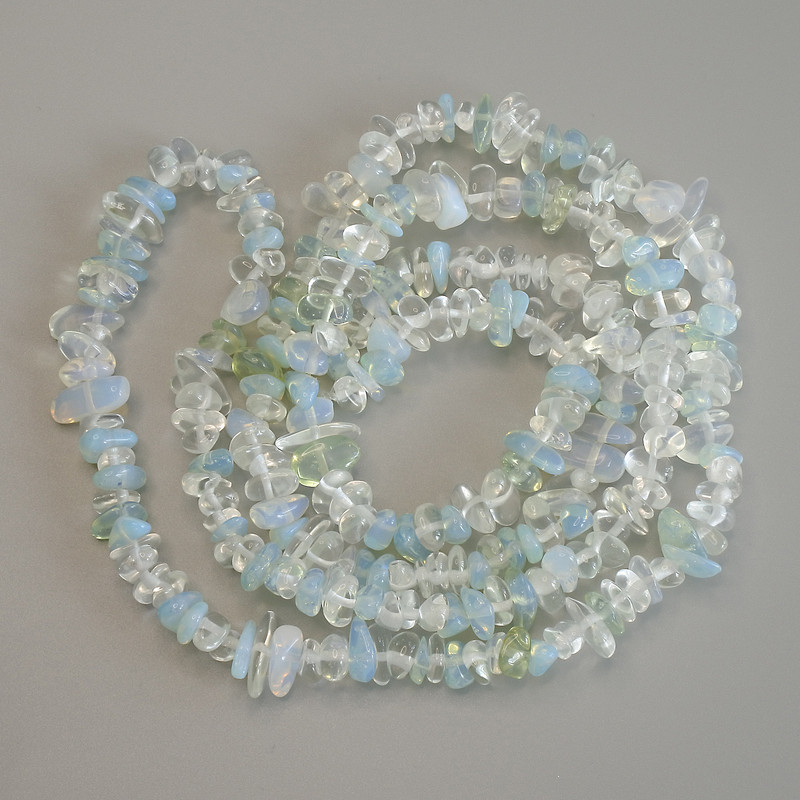 חרוזים אבן ירח חתיכות, קוטר 8–10×3–4 מ״מ, אורך 78 ס״מ על חוט