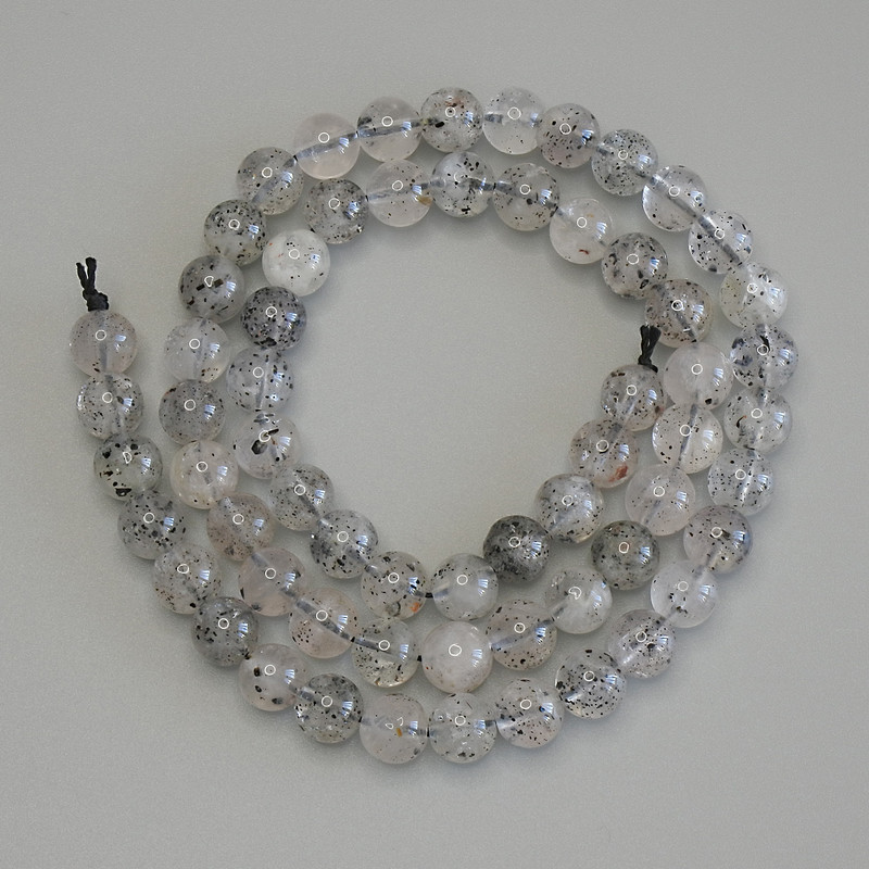 חרוזי קוורץ הרקיומר – כדור חלק 6 מ״מ, אורך 39 ס״מ