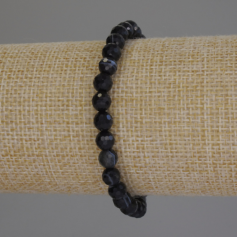 צמיד אגט מחורץ, קוטר 6 מ"מ, אורך 18 ס"מ, סטרץ