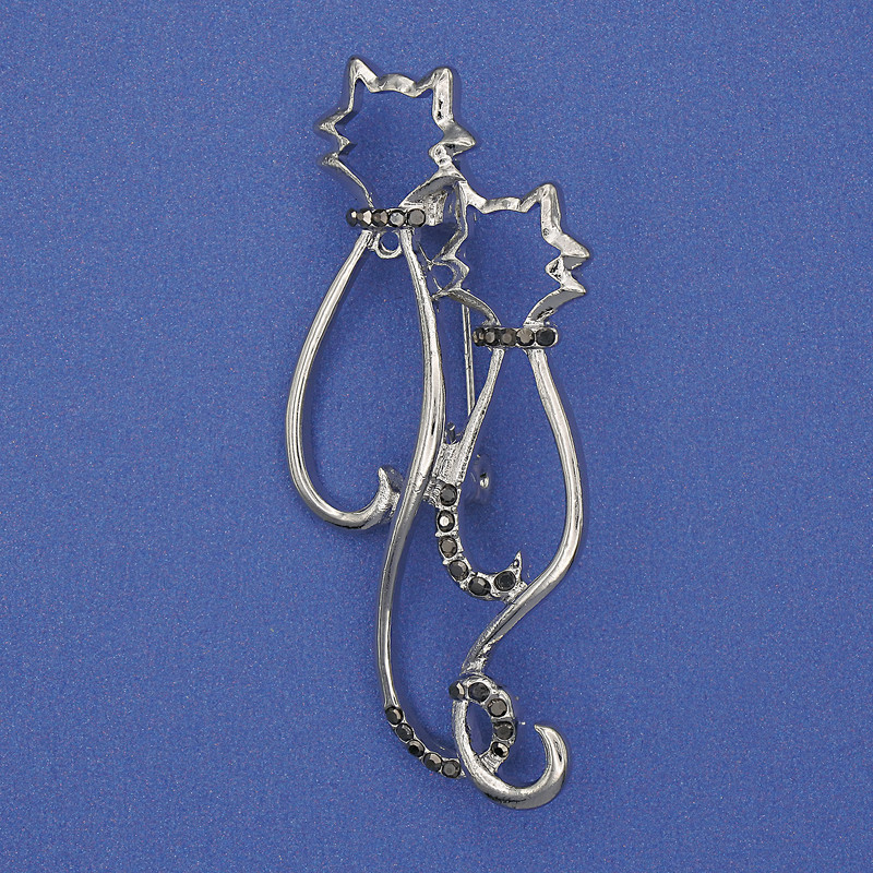 סיכה «חתולים» עם ברק כסוף 58×26 מ״מ+