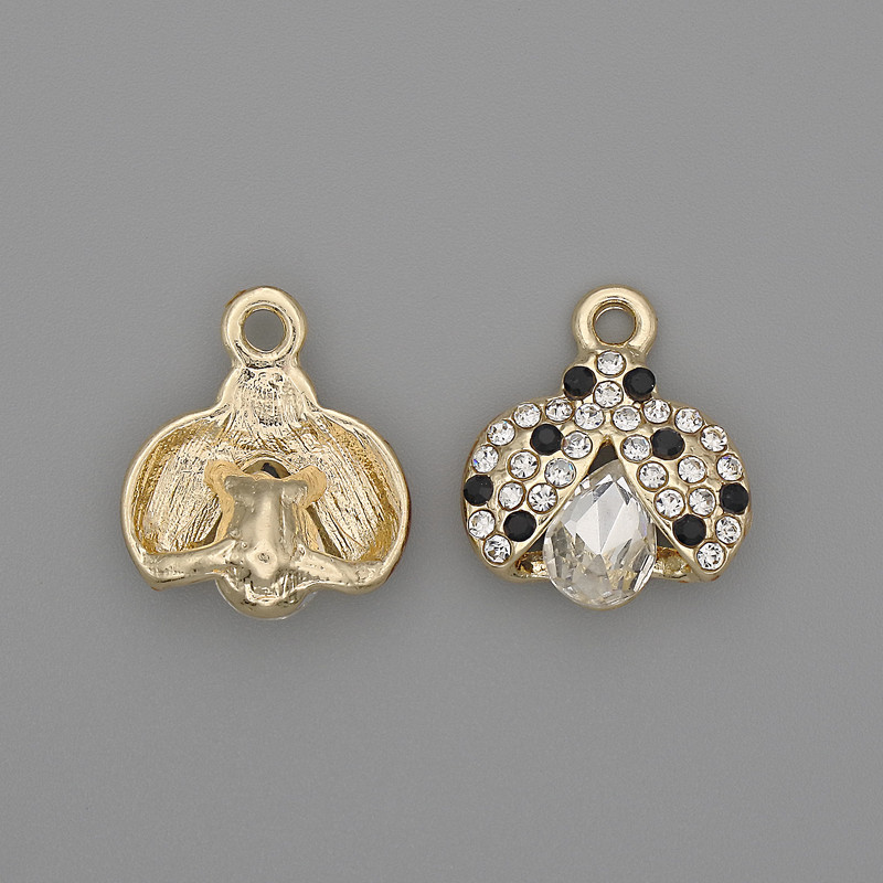 תליון-תליה 'שמש קטן' עם זרקונים מתכת כסופה, קוטר כ-15,5×15×5 מ״מ ± חבילה של 2 יחידות