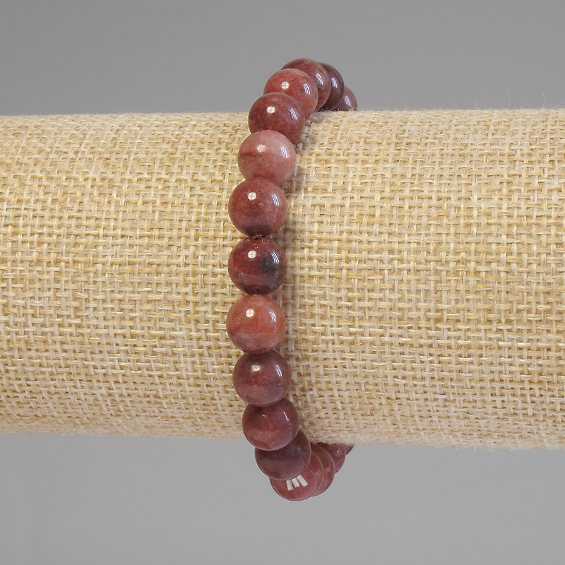 צמיד סלניט עם חרוזים חלקים, קוטר 8 מ״מ, אורך כ-18 ס״מ, אלסטי