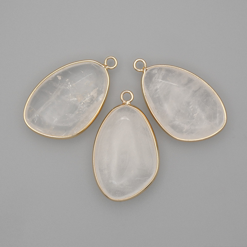 תליון מקריסטל ההרים במסגרת זהובה 21×35 מ״מ+