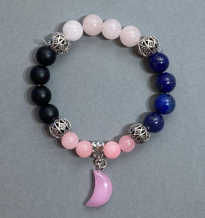 צמיד מבחר כדורי 10 מ״מ + 8 מ״מ - עם תוספות מתכתיות, גמיש