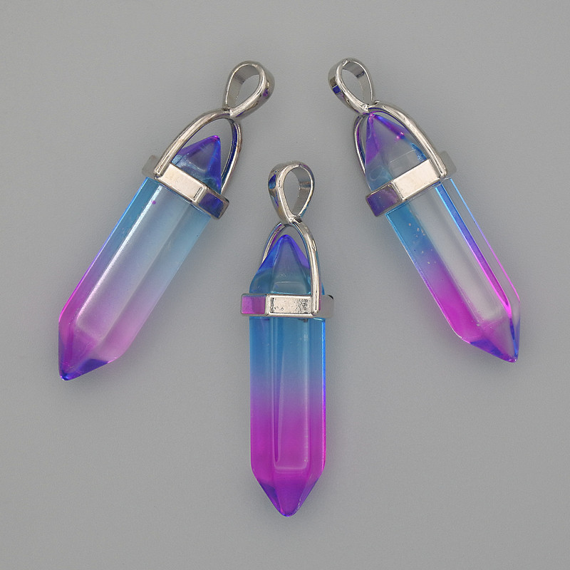 תליון זכוכית צבעונית בצורת גביש משושה כדור 8×31×41 מ״מ+