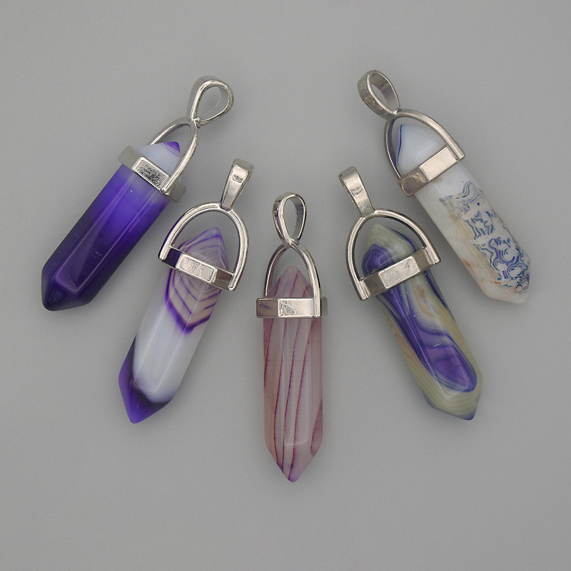 תליון אגת משושה גביש כדור 8×31×41 מ״מ+