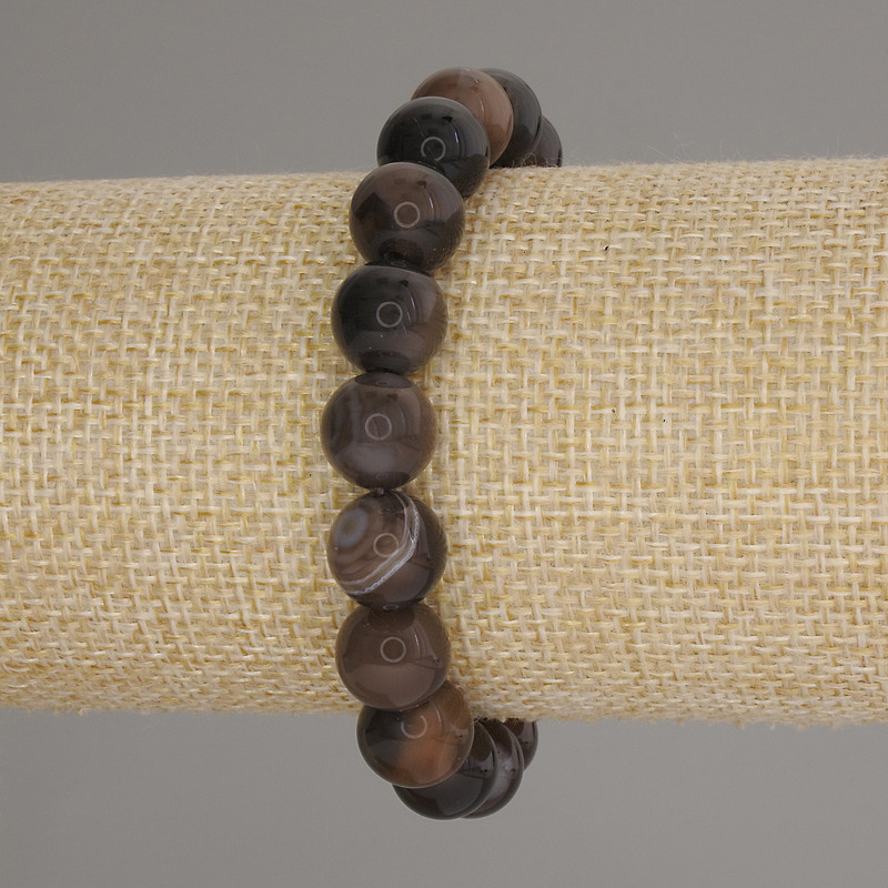 צמיד אגט – חרוזים חלקים בצורת כדור, קוטר 10 מ"מ, אורך 18 ס"מ +/-