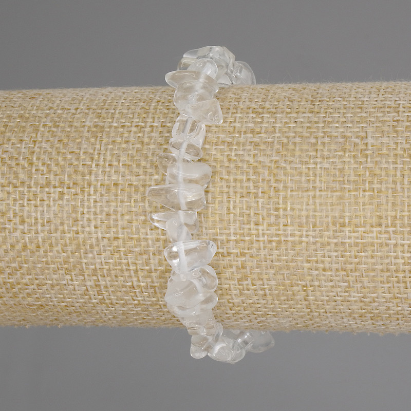 צמיד קריסטל ההרים חתיכת 6–9×3–6 מ״מ +/- אורך 18 ס״מ +/- אלסטי