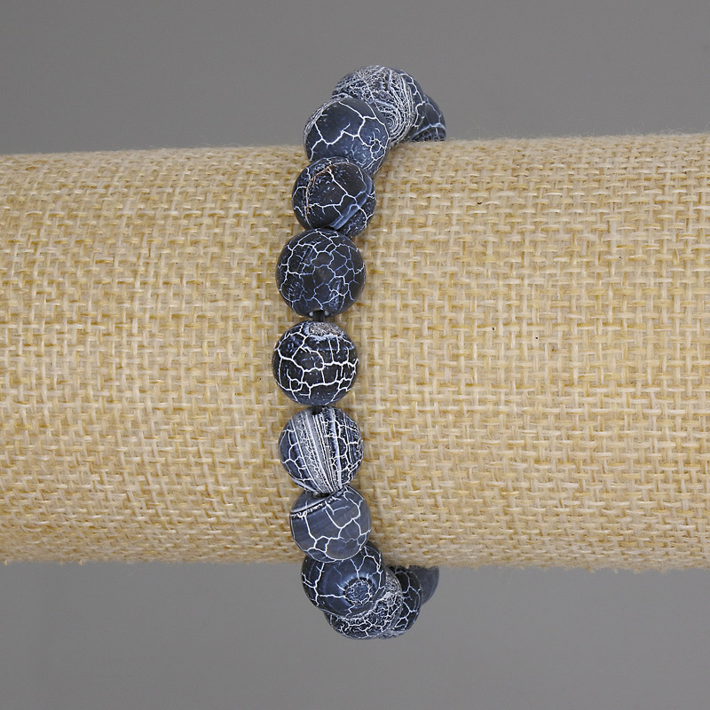 צמיד אגט קפוא – חרוז חלק בקוטר 10 מ״מ, אורך 18 ס״מ ± סטרץ