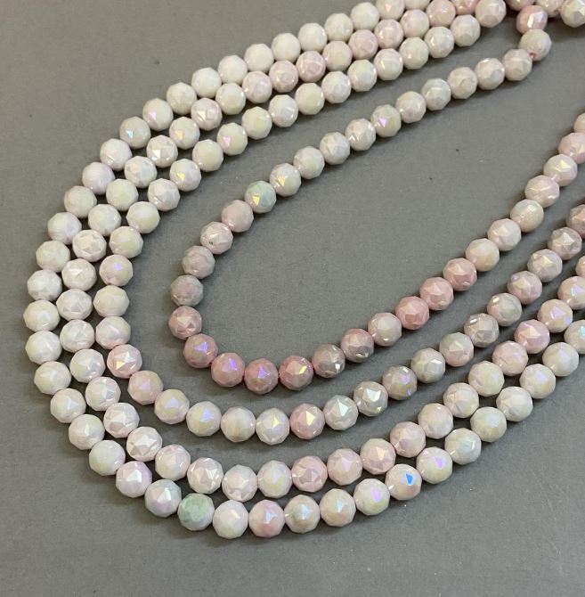 חרוזי קריסטל צ'כי מרובי צבעים על חוט, כדור חתוך, קוטר 8 מ״מ