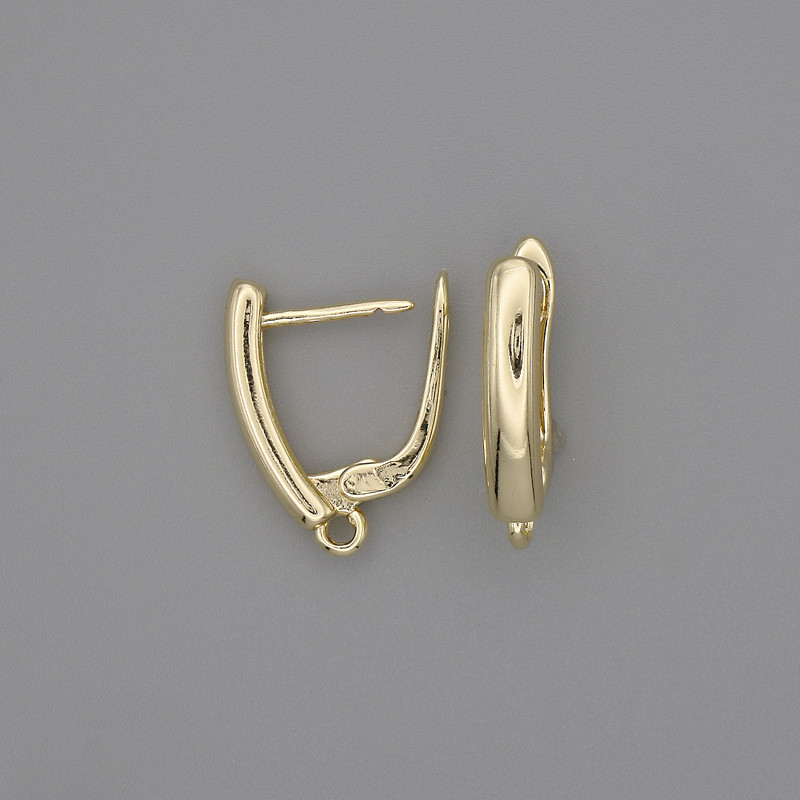 וו לעגילים מתכת זהובה 18×3 מ״מ - זוג