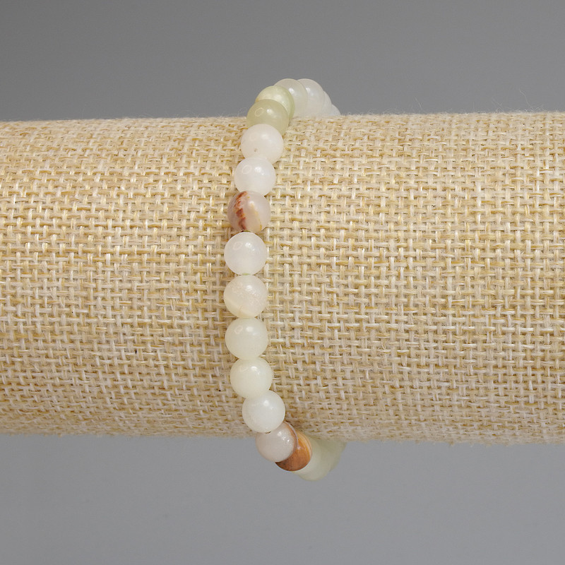 צמיד אוניקס כדור חלק 6 מ״מ, אורך 18 ס״מ, אלסטי