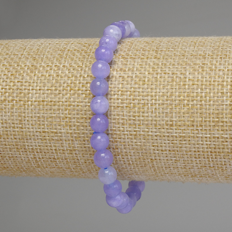 צמיד אקוומרין עם חרוז חלק, בקוטר 6 מ״מ ואורך 18 ס״מ סטרץ'