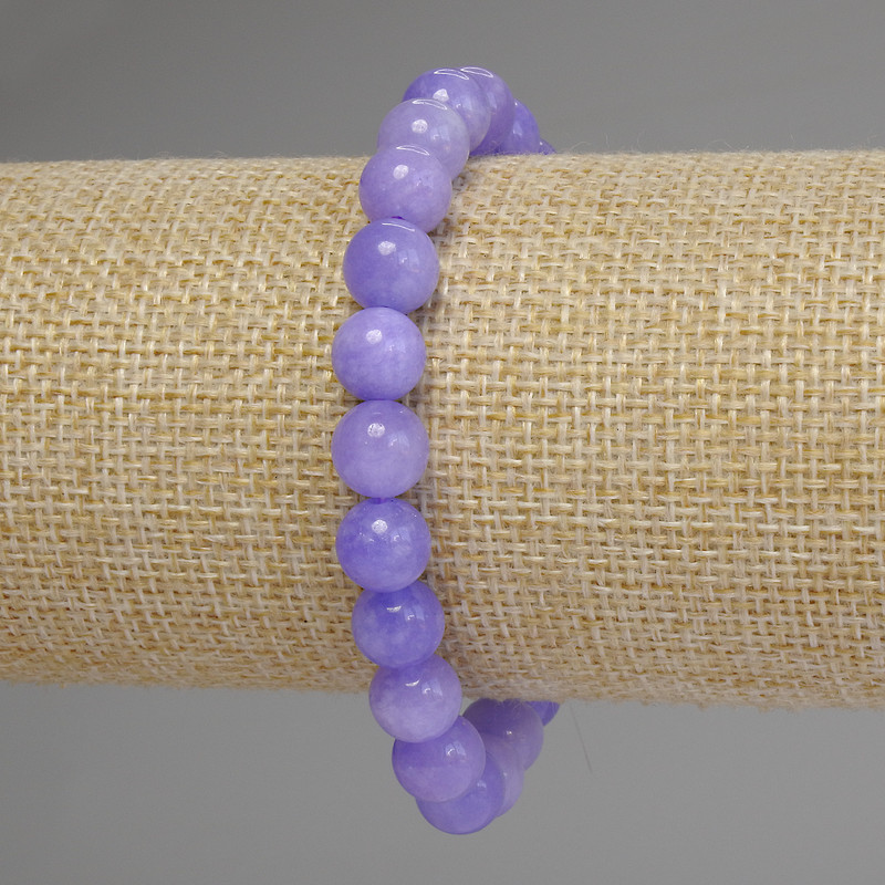 צמיד אקוומרין עם חרוזים חלקים, קוטר 8 מ"מ, אורך 18 ס"מ גמיש